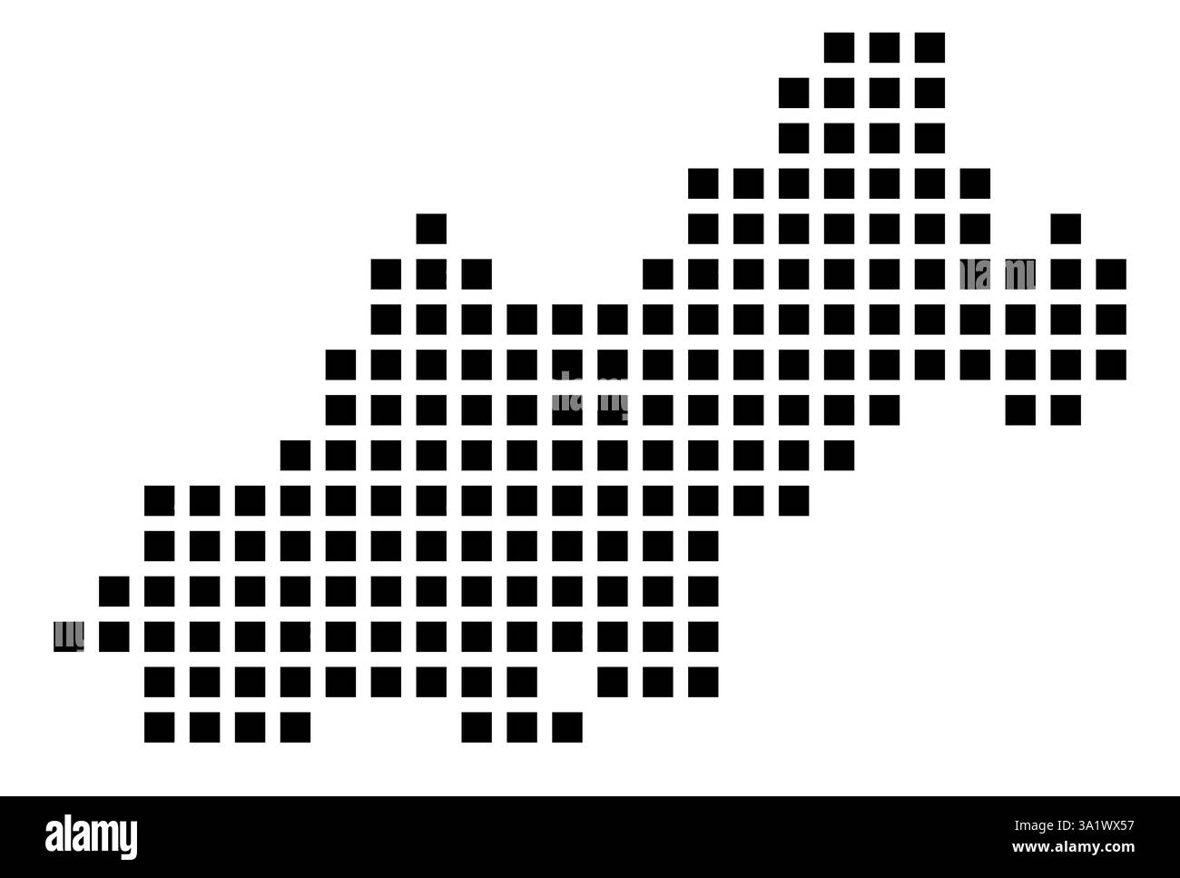 Carte de symbole de League City (Texas) montrant la ville avec un motif de seulement quelques carrés noirs Banque D'Images