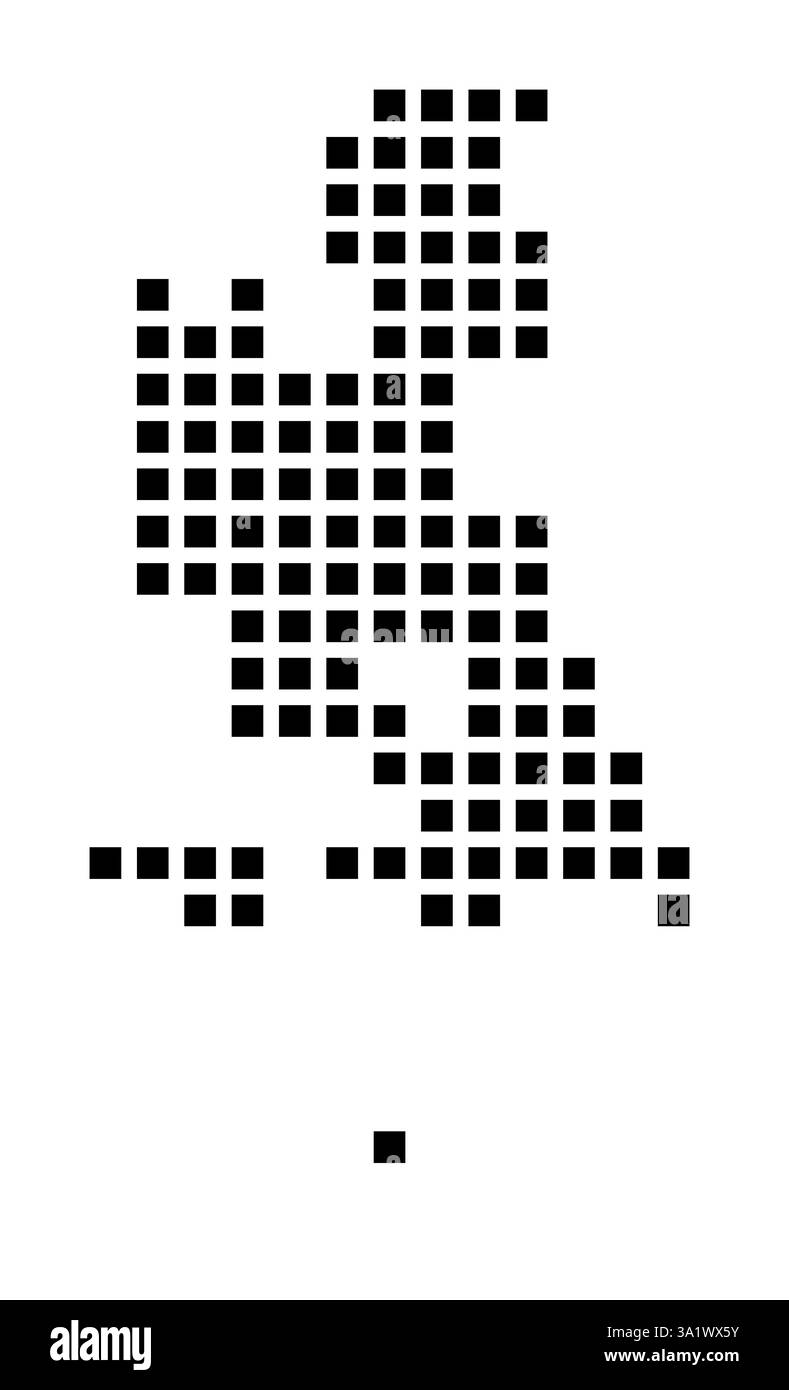 Symbole carte de Missouri City (Texas) montrant la ville avec un motif de seulement quelques carrés noirs Banque D'Images