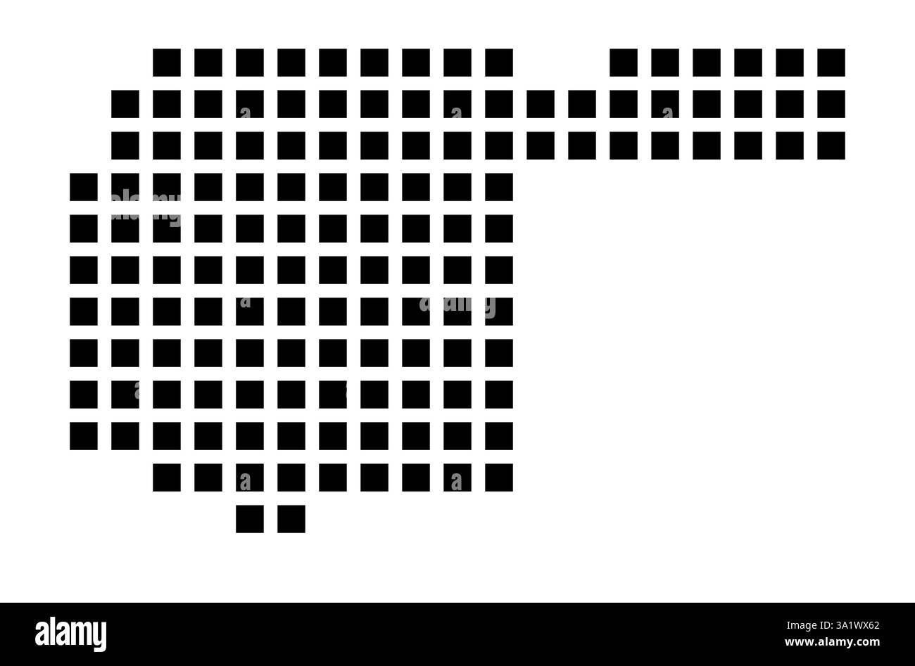 Symbole carte de la ville Richardson (Texas) montrant la ville avec un motif de seulement quelques carrés noirs Banque D'Images