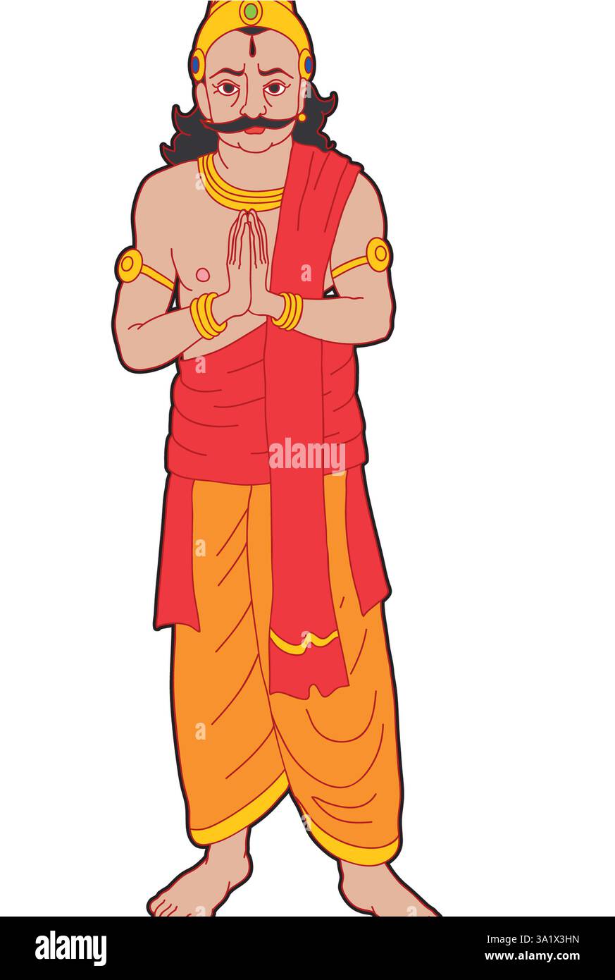 Art Vibhishana ( विभीषण, Vibhīṣaṇa, le frère cadet de Ravana, le roi de Lanka, en indien antique le Ramayana, l'un des huit Chiranjivisi Banque D'Images