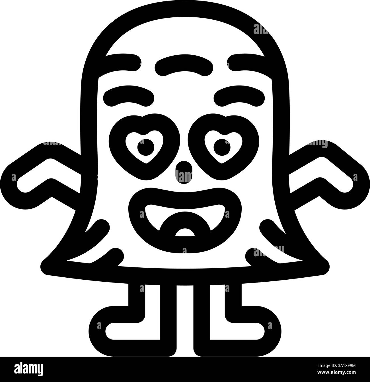 cœur yeux mignon illustration vectorielle d'icône de ligne de monstre Illustration de Vecteur