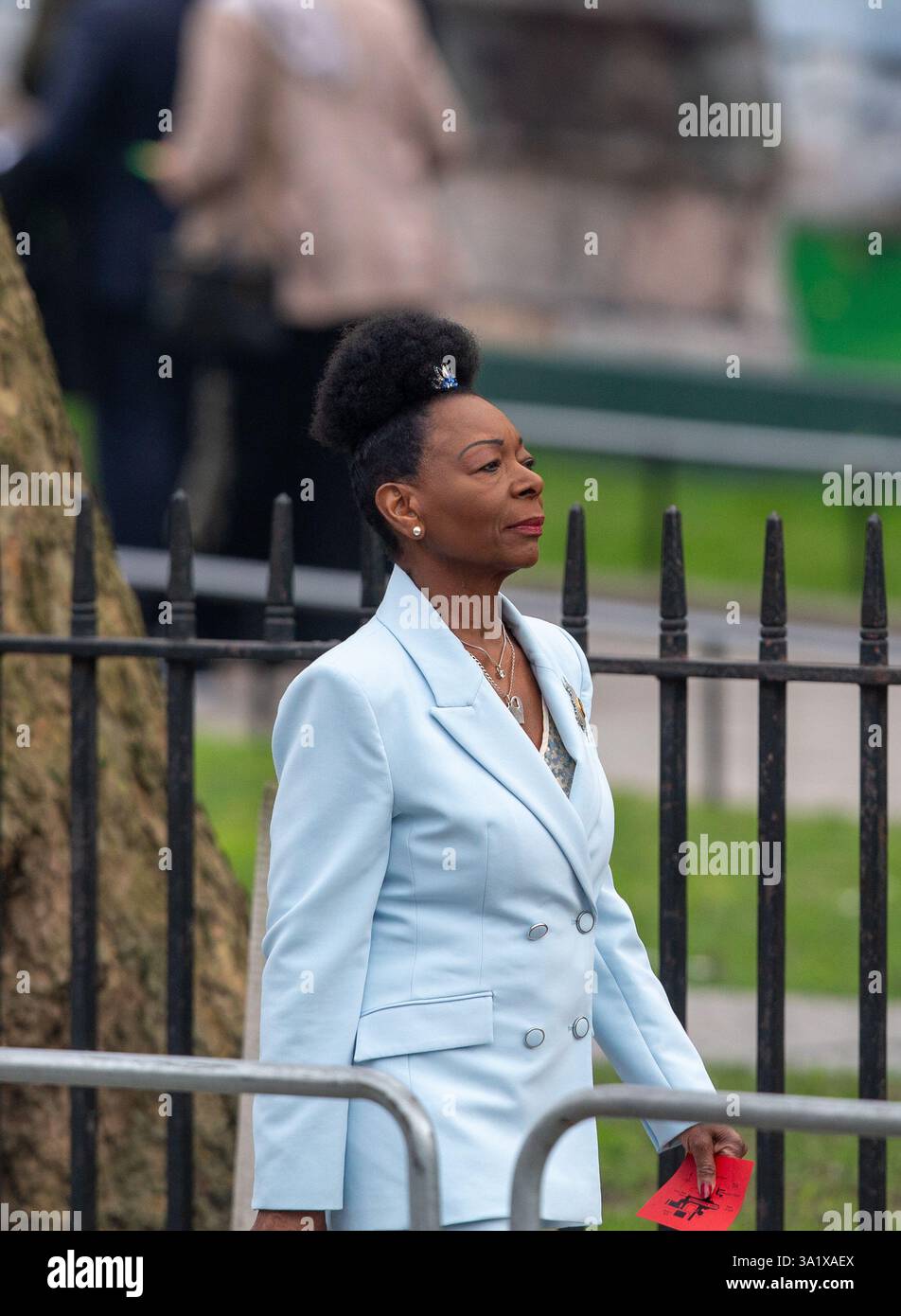 Londres, Royaume-Uni. 10 mars 2025. Floella Benjamin arrivée à l'abbaye de Westminster pour le Commonwealth Service, jour crédit : Richard Lincoln/Alamy Live News Banque D'Images