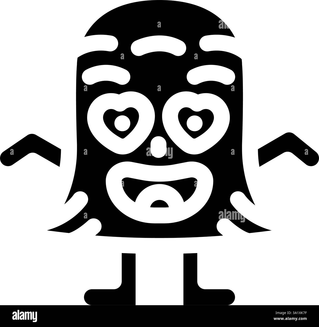 heart eyes mignon monstre icône de glyphe illustration vectorielle Illustration de Vecteur