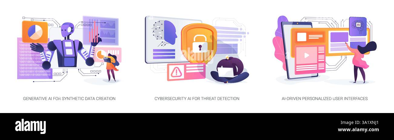 Illustrations vectorielles conceptuelles abstraites des données, de la sécurité et de l'expérience utilisateur. Illustration de Vecteur