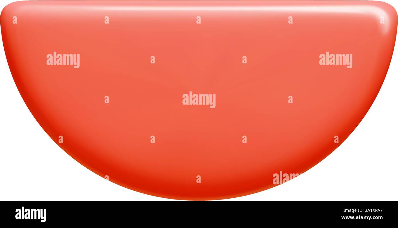 Plaque vectorielle rouge 3d avec forme de demi-cercle courbée et lueur polie. Illustration de Vecteur