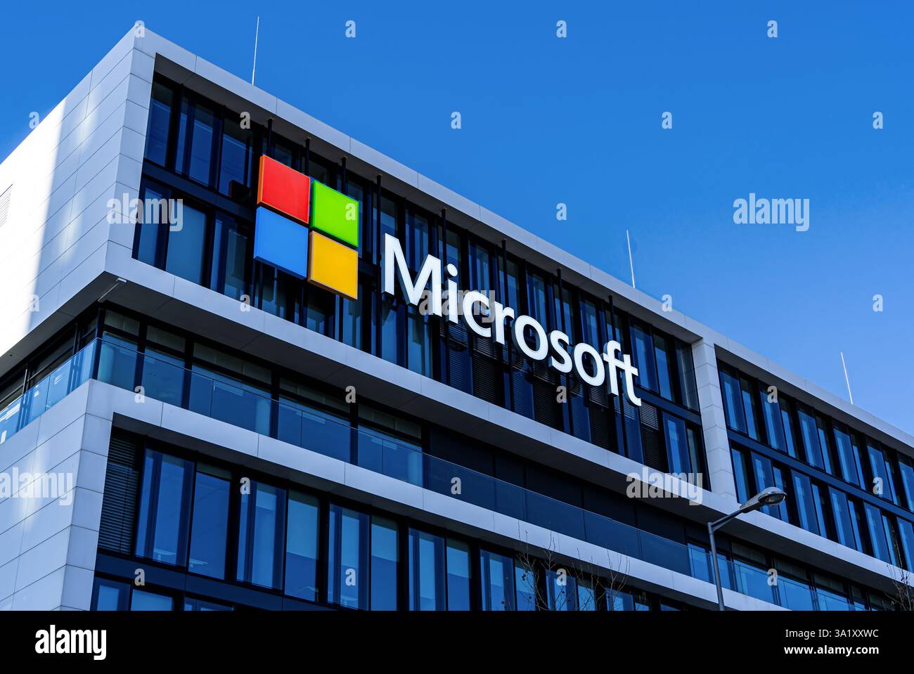 Microsoft Office bulding avec logo de marque Banque D'Images