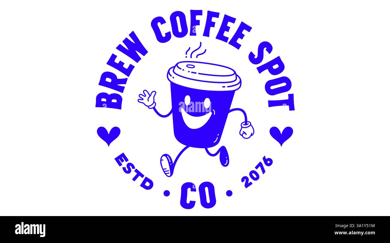 Tasse à café, mascotte drôle de personnage Illustration de Vecteur