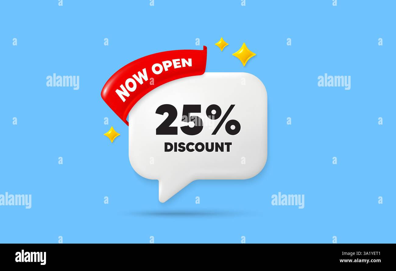 réduction de 25 %. Affiche de prix de l'offre de vente. Bulle de dialogue ruban. Vecteur Illustration de Vecteur