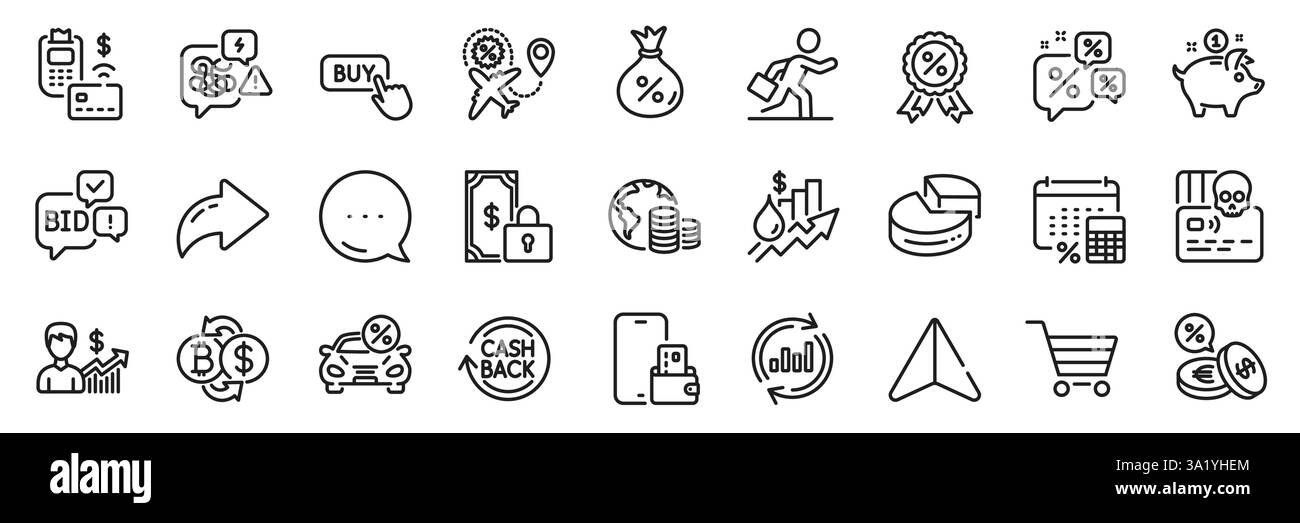 Pack d'icônes d'économie d'argent, de prêt et de ligne de paiement privée. Pour l'application Web. Icônes de ligne d'application. Vecteur Illustration de Vecteur