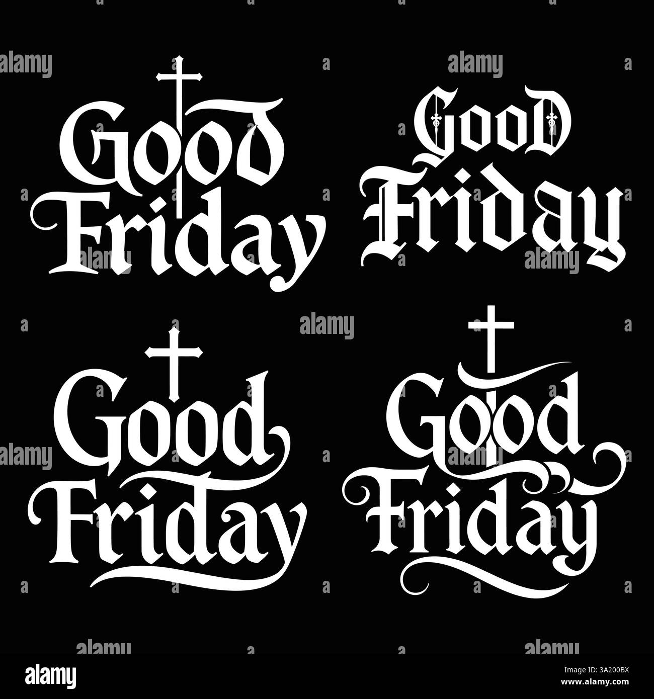 Ensemble de collection de Christian Celebration Day of Good Friday typographie Vector art Illustration de Vecteur