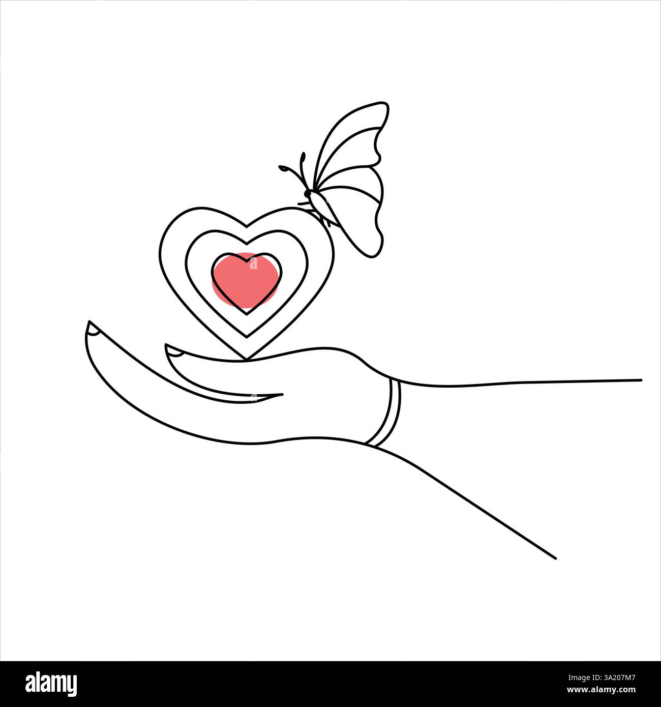 Illustration vectorielle de forme de coeur dessinant une ligne d'art continue du concept d'amour de contour minimaliste Illustration de Vecteur