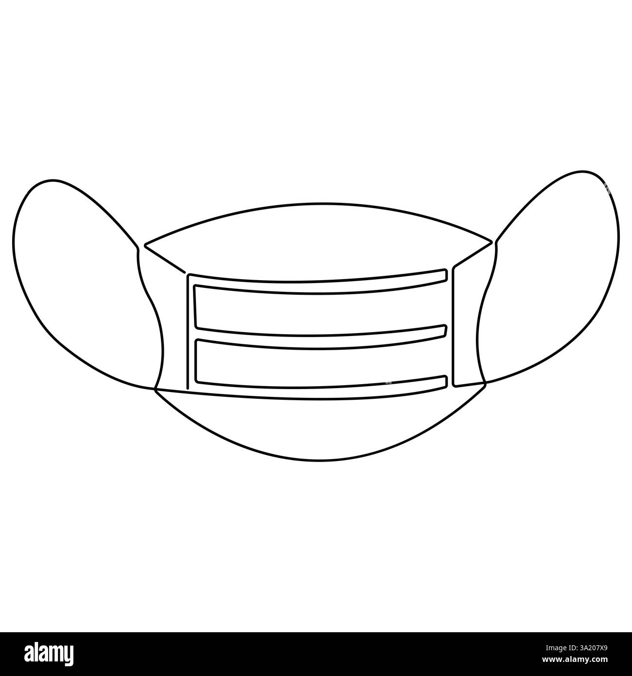 Masque protecteur de coronavirus pour la protection contre la protection contre les virus aéroportés illustration vectorielle continue d'une ligne Illustration de Vecteur