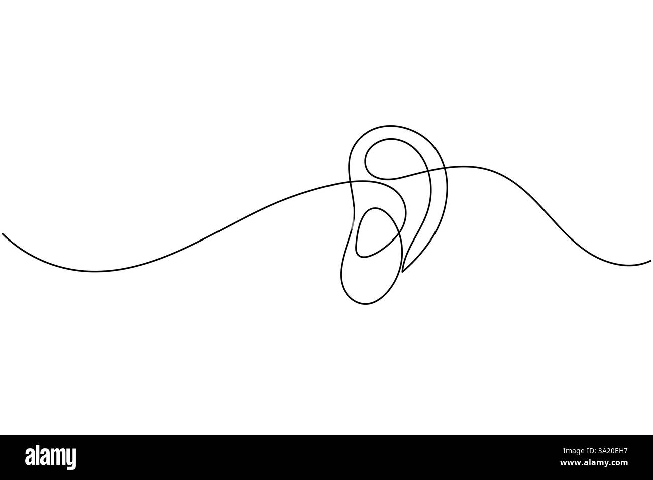 L'oreille humaine continue dessin d'une ligne et style minimaliste isolent l'icône vectorielle de contour Illustration de Vecteur