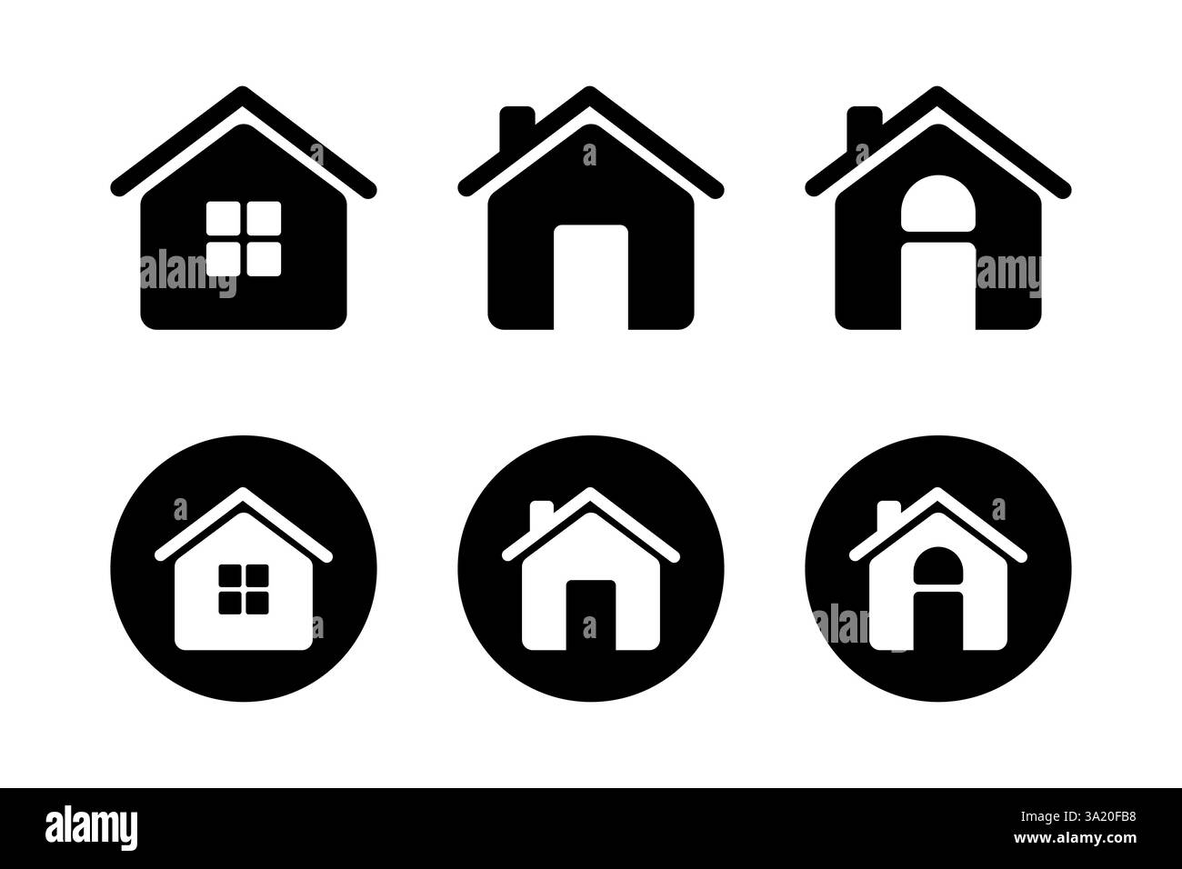 Collection d'icônes minimalistes de la Maison Noire et Blanche avec des designs variés Illustration de Vecteur