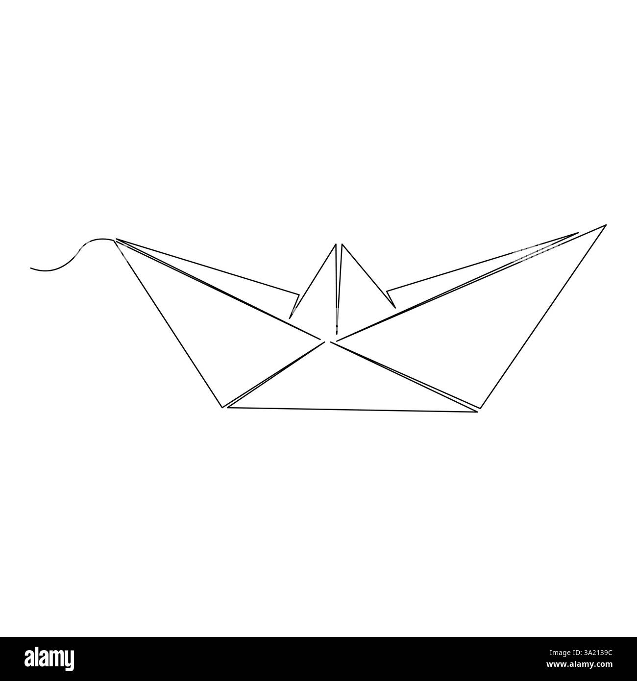 Dessin d'art continu à ligne unique de bateau de papier naviguant sur l'illustration vectorielle de contour de la rivière d'eau Illustration de Vecteur