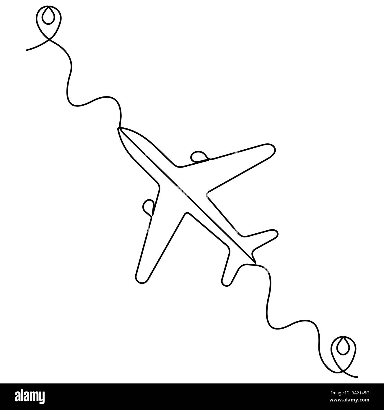 Trajectoire d'avion dans un dessin continu d'art à une ligne de vol international et de voyage mondial Illustration de Vecteur