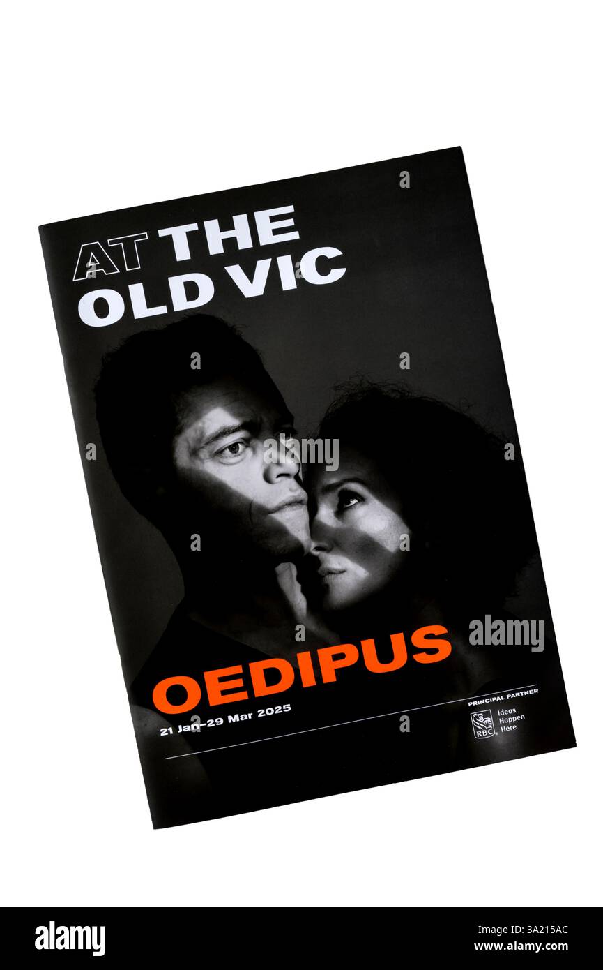 Programme pour 2025 production d'Œdipe par Sophocle au Old Vic. Banque D'Images