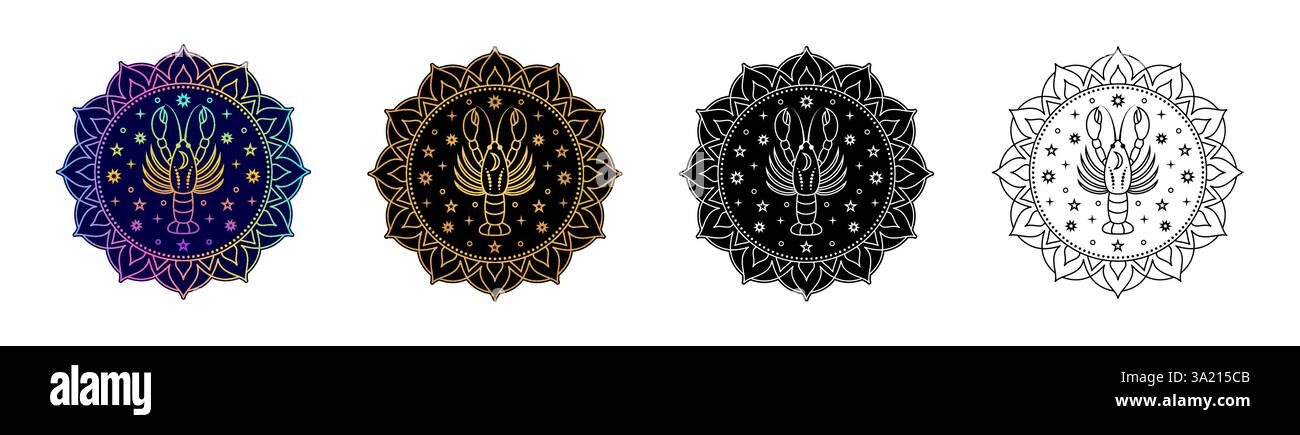 Ensemble du signe du zodiaque du cancer Illustration de Vecteur