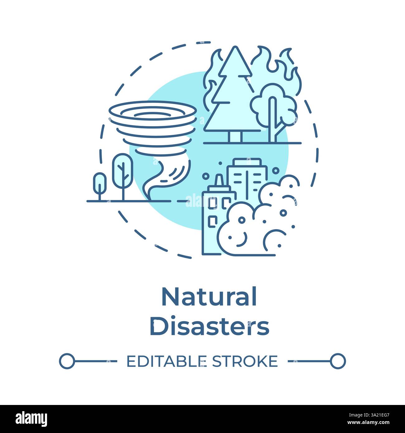 Icône de concept bleu doux de catastrophes naturelles Illustration de Vecteur