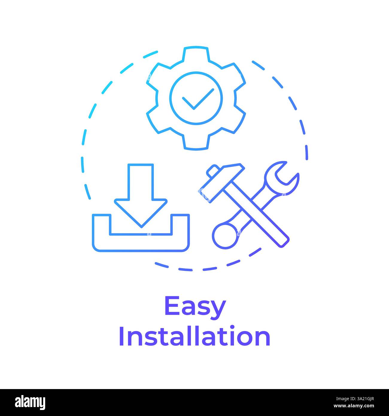 Icône de concept de gradient bleu d'installation facile Illustration de Vecteur