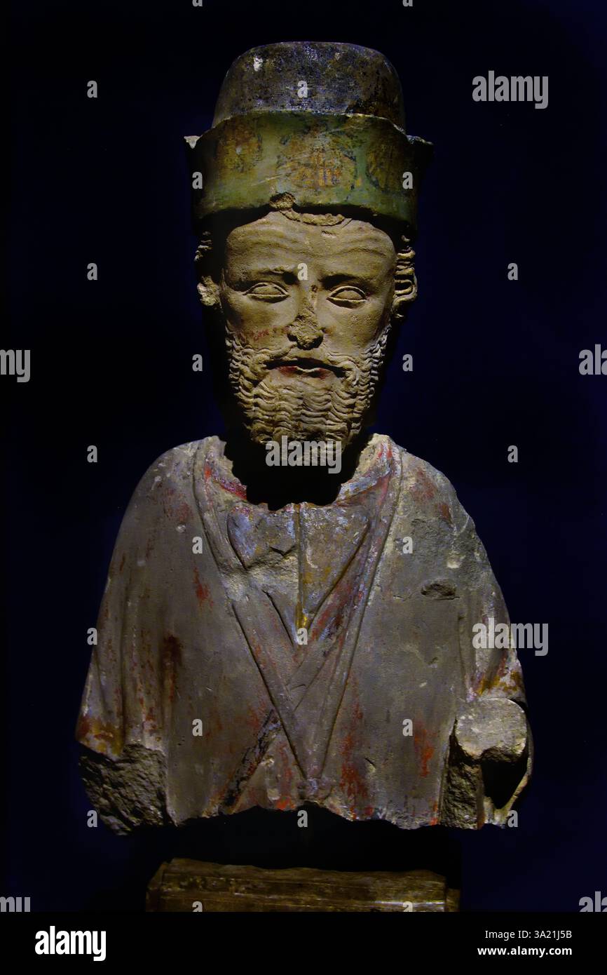 Saint Jacques le Grand XIIIe siècle (calcaire avec des traces de peinture) France, Espagne, sculpture. ( Musée national hongrois de Budapest ) Banque D'Images