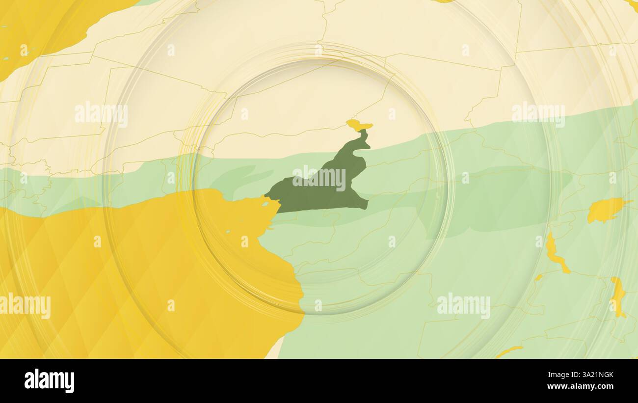 Carte abstraite du Cameroun et des régions environnantes avec motifs circulaires. Carte abstraite vibrante. Illustration de Vecteur