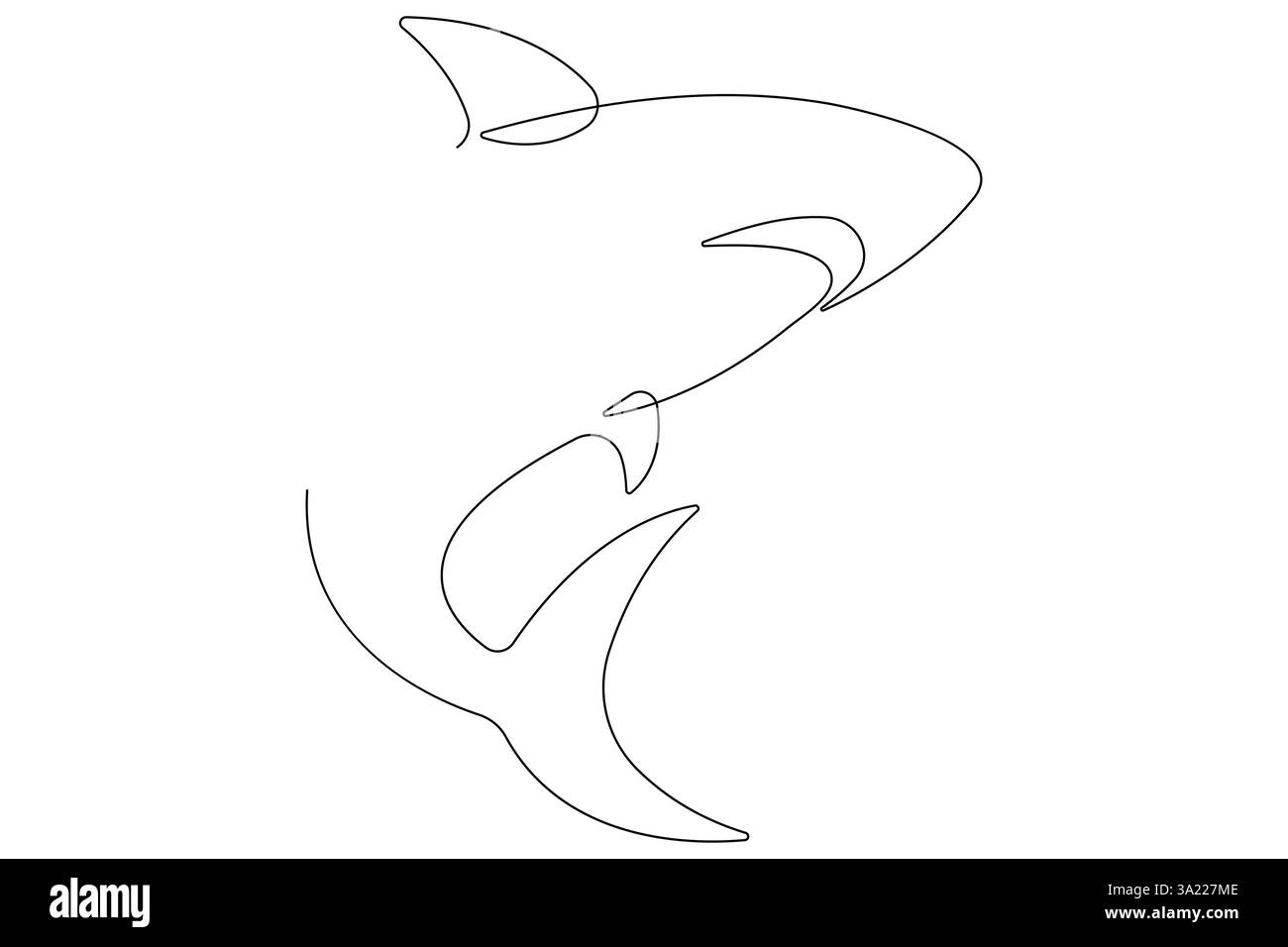 Un dessin d'art continu d'une seule ligne de requin poisson de mer illustration minimaliste vectorielle de contour sous-marin Illustration de Vecteur
