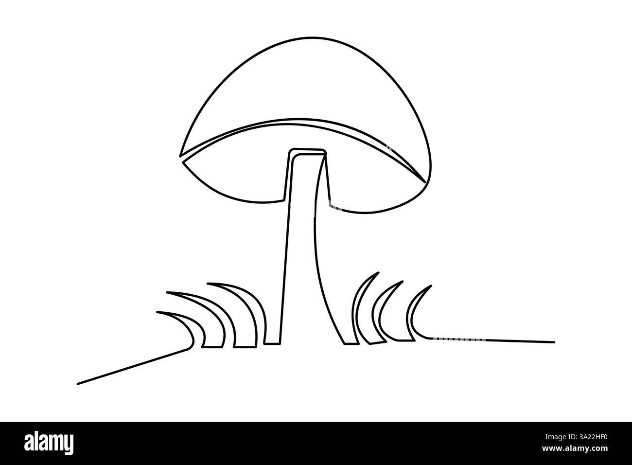 Illustration monoligne continue de champignon et illustration vectorielle de contour isolé Illustration de Vecteur