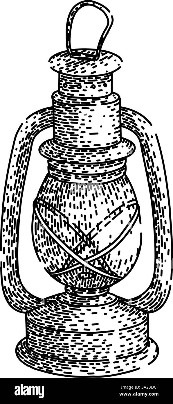vecteur dessiné à la main par esquisse de lampe à huile en verre Illustration de Vecteur