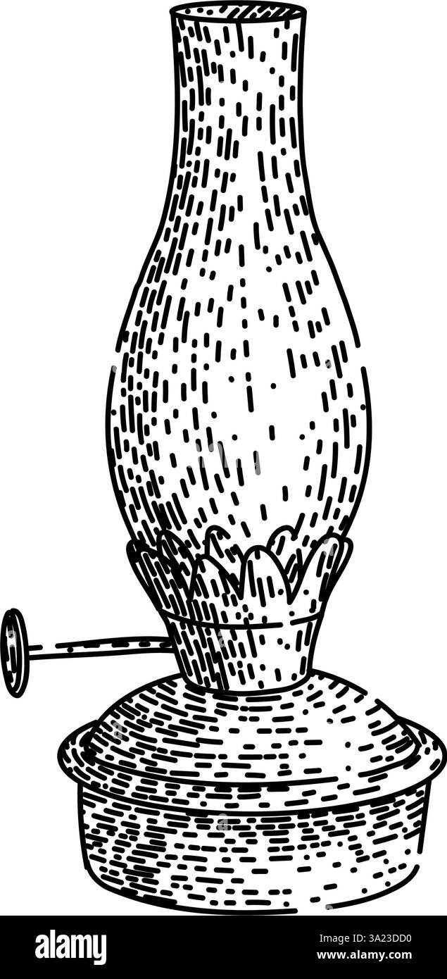 vecteur dessiné à la main par l'esquisse de lampe à huile vintage Illustration de Vecteur