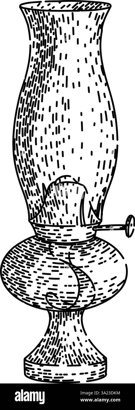 croquis de lampe à huile de kérosène vecteur dessiné à la main Illustration de Vecteur