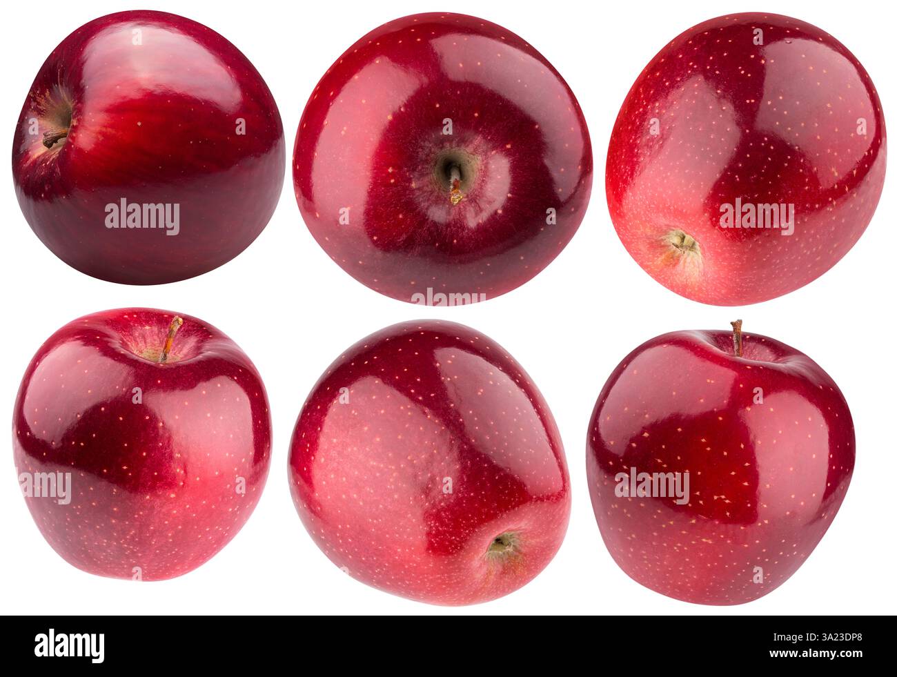 ensemble de pommes rouges isolées sur fond blanc. Banque D'Images