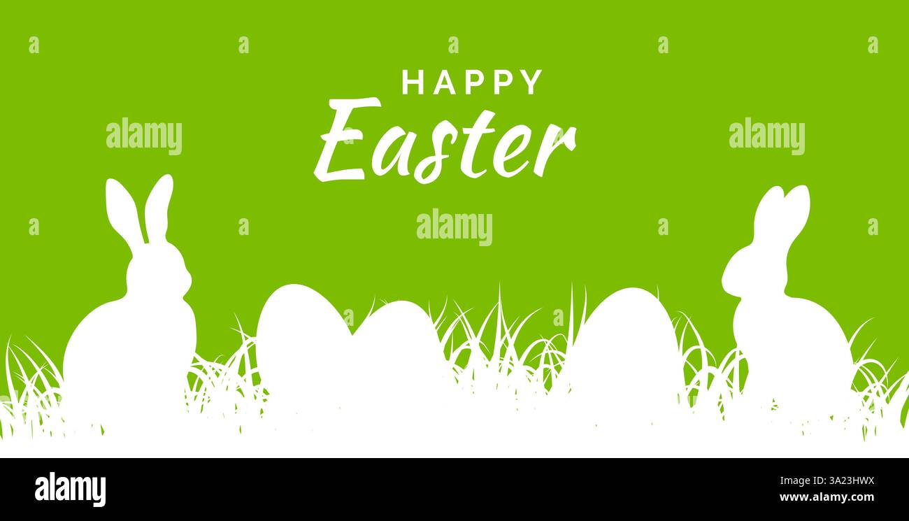 Fond de Pâques avec des œufs et des lapins dans l'herbe Illustration de Vecteur