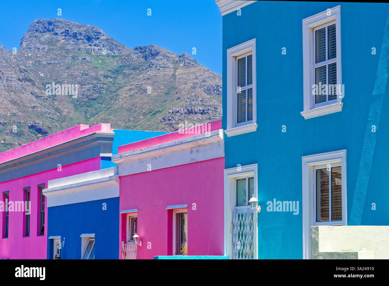 Maisons dans le quartier coloré de Bo-Kaap, le Cap, Afrique du Sud, Afrique Banque D'Images