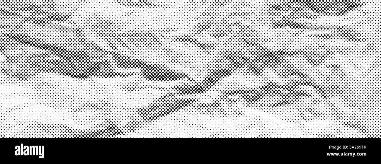 Texture de papier froissé en demi-teinte. Vieux papier peint de page de papier froissé. Arrière-plan rugueux pointillé et froissé. Superposition granuleuse de bande dessinée pop art. Page gritty endommagée vieillie dans le style de dessin animé. Surface froissée vectorielle Illustration de Vecteur