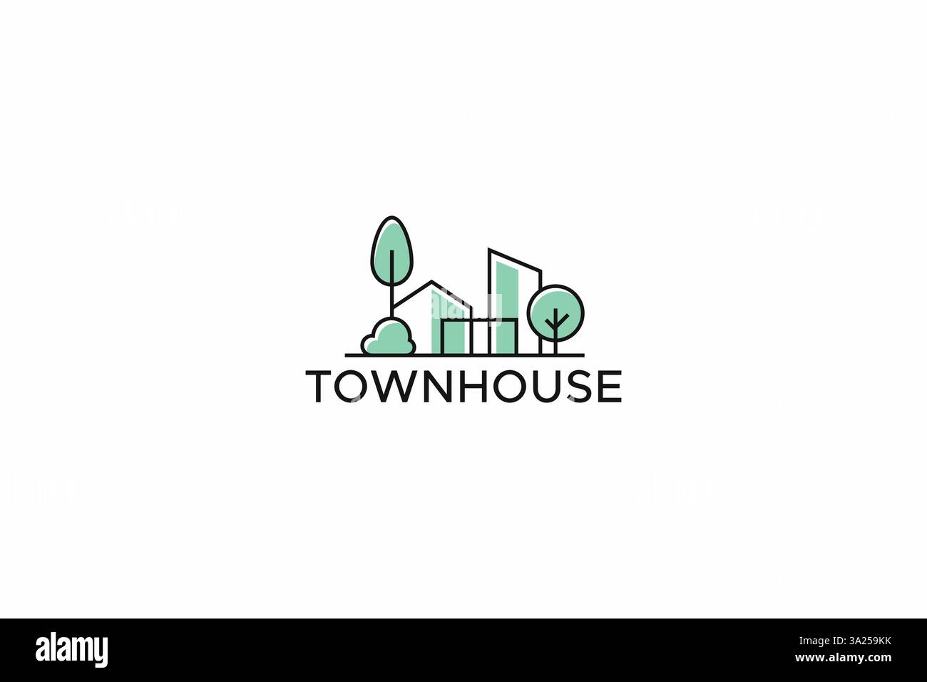 Town House logo simple Green Property et Real Estate Branding concept Illustration de Vecteur