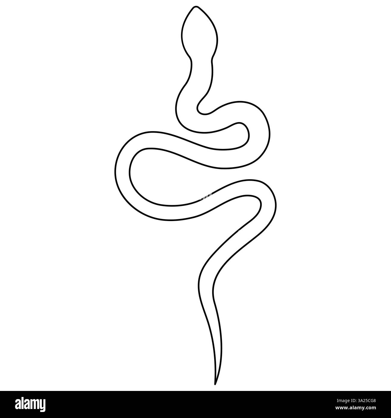 Dessin d'art continu d'une ligne d'illustration vectorielle d'art de contour de serpent venimeux Illustration de Vecteur