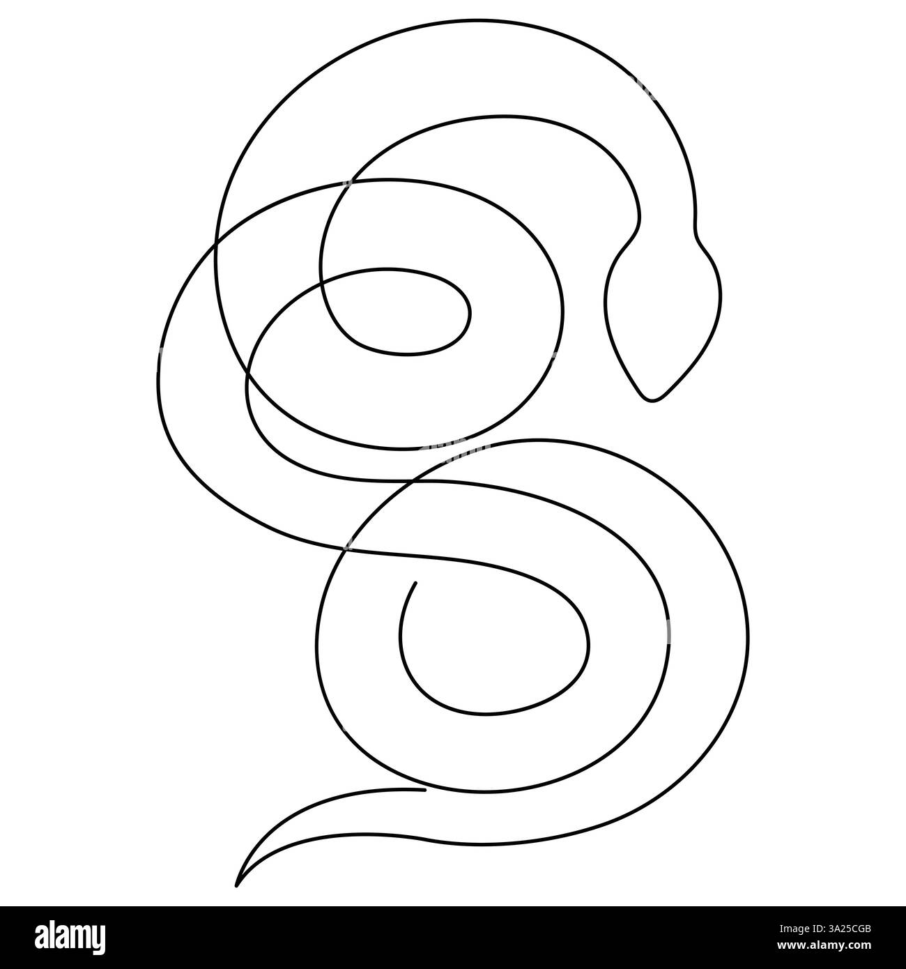 Dessin d'art continu d'une ligne d'illustration vectorielle d'art de contour de serpent venimeux Illustration de Vecteur