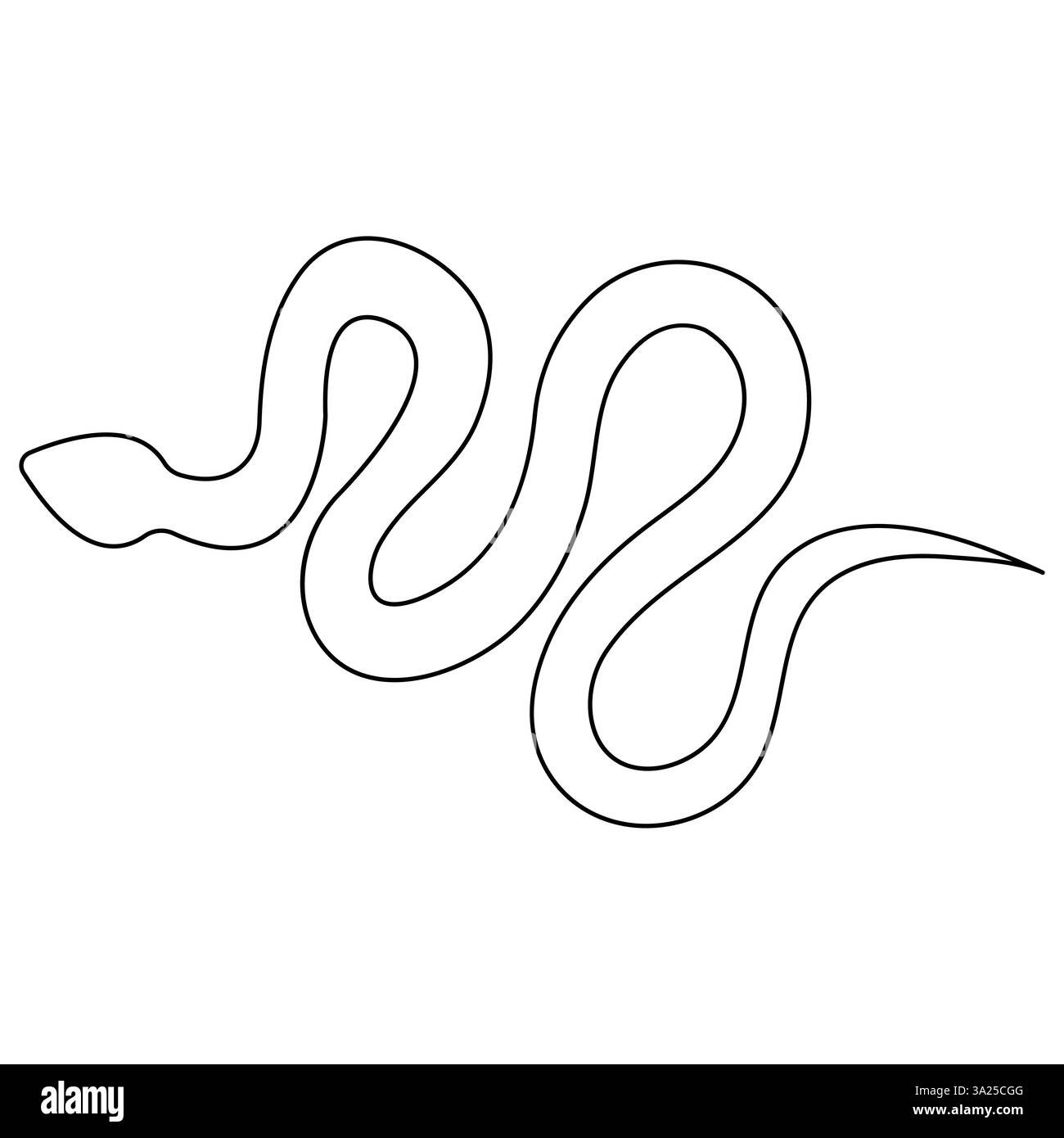 Dessin d'art continu d'une ligne d'illustration vectorielle d'art de contour de serpent venimeux Illustration de Vecteur