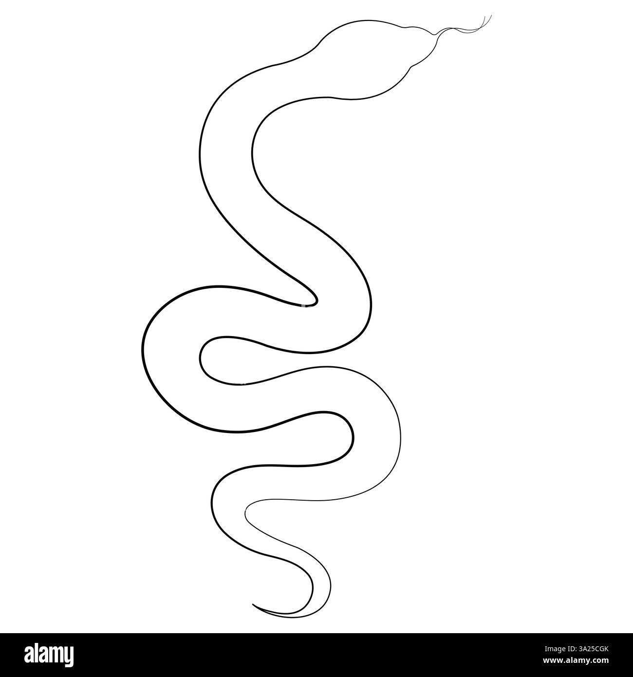 Dessin d'art continu d'une ligne d'illustration vectorielle d'art de contour de serpent venimeux Illustration de Vecteur