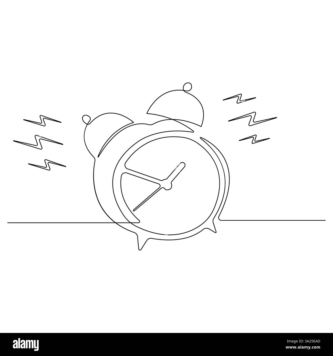 Dessin d'art continu d'une ligne de l'illustration vectorielle de contour de réveil de sonnerie Illustration de Vecteur