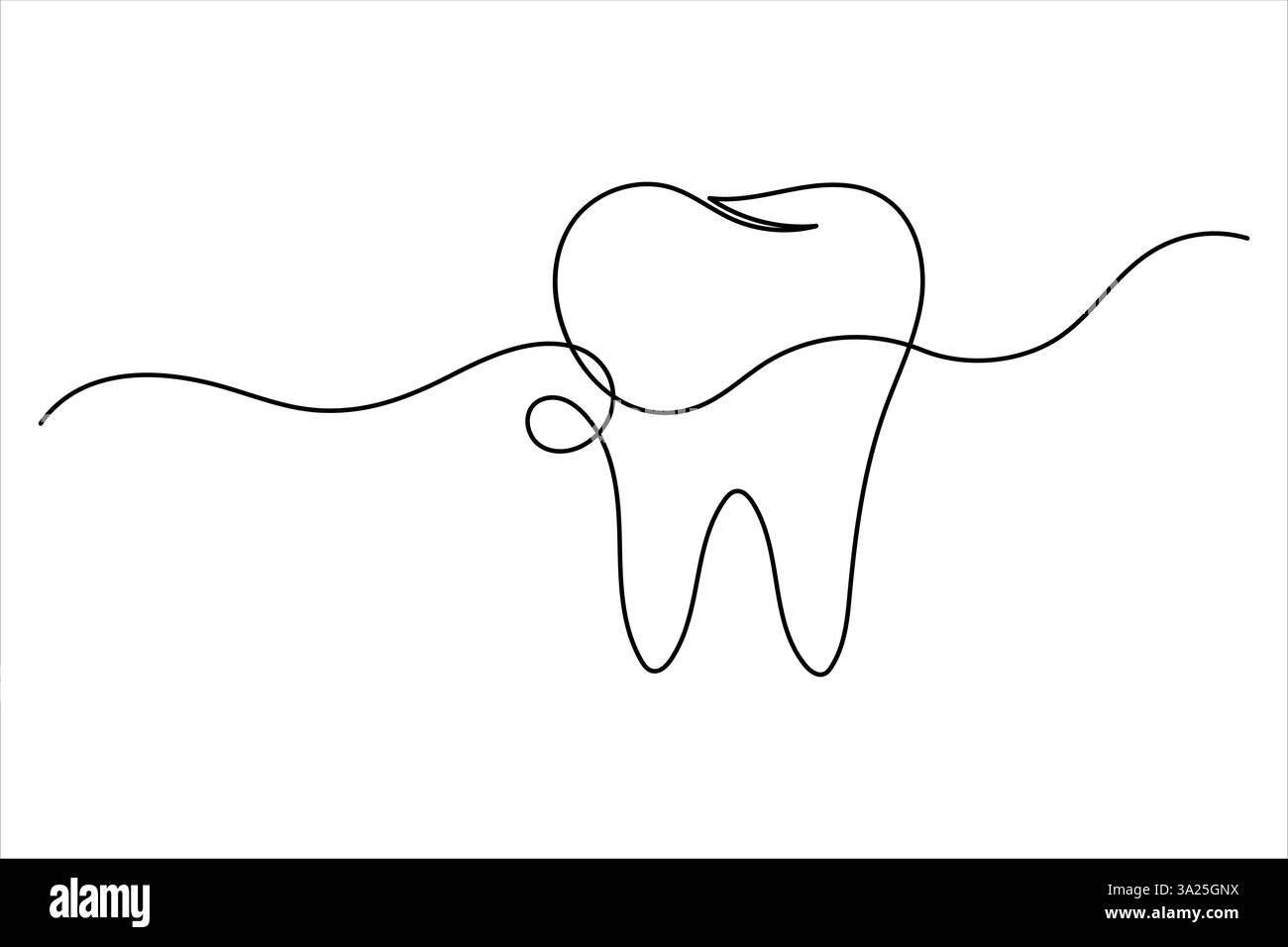 Dessin d'art continu d'une ligne de dent du vecteur de contour de conception de minimalisme Illustration de Vecteur