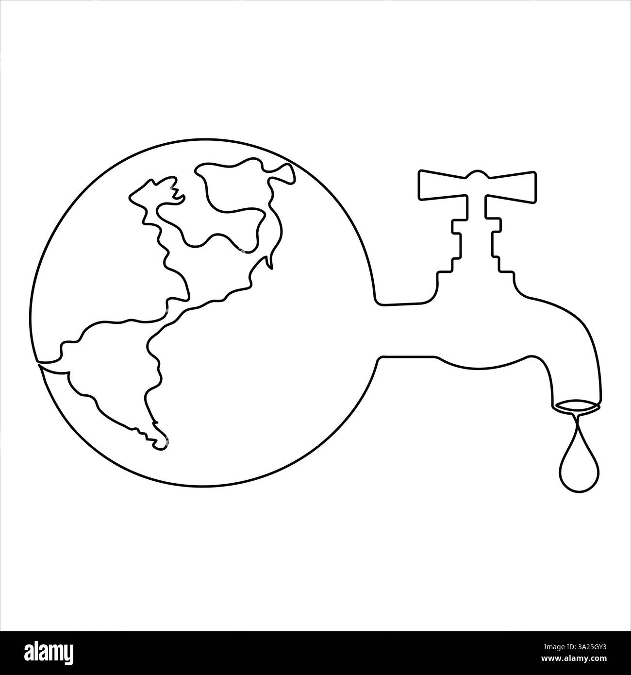 Dessin continu d'une ligne d'art dessinant des gouttelettes d'eau sur les mains, illustration vectorielle de contour de concept de journée mondiale de l'eau Illustration de Vecteur