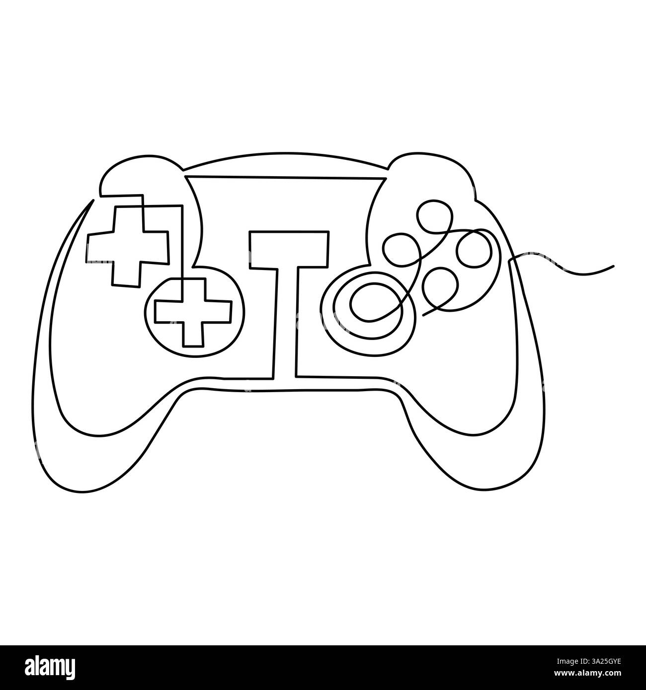 Illustration vectorielle vectorielle de contour de contrôleur de jeu vidéo moderne dessin continu à une seule ligne Illustration de Vecteur
