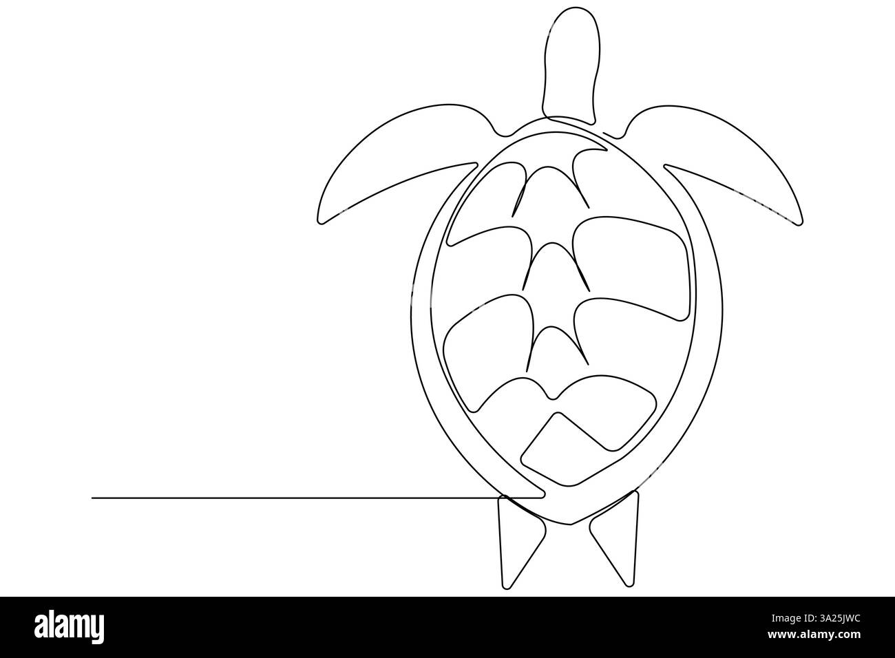 Dessin d'art continu d'une ligne du concept de tortue de mer d'illustration minimaliste vectorielle de contour Illustration de Vecteur