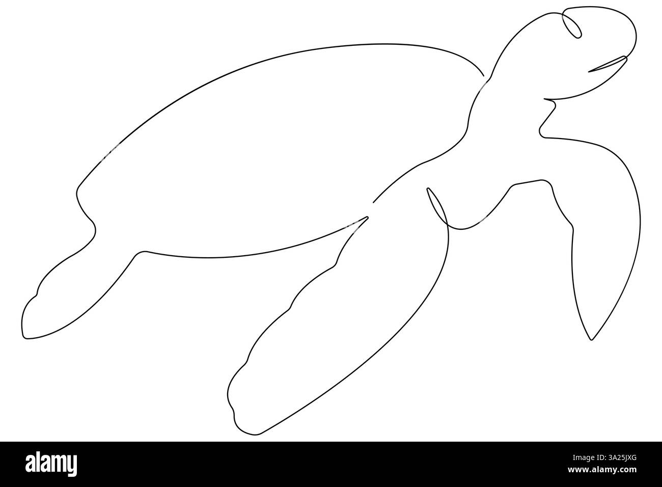 Dessin d'art continu d'une ligne du concept de tortue de mer d'illustration minimaliste vectorielle de contour Illustration de Vecteur