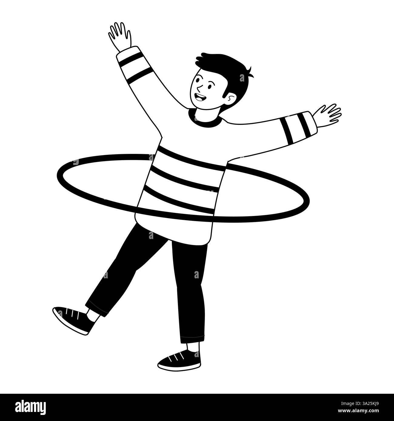 Enfant aime hula hooping avec joie dans un cadre intérieur ludique Illustration de Vecteur