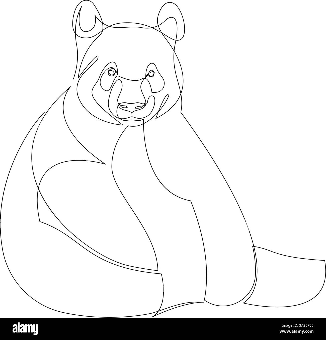 Silhouette à motif ours panda à une ligne. Illustration vectorielle de style minimaliste dessinée à la main Illustration de Vecteur