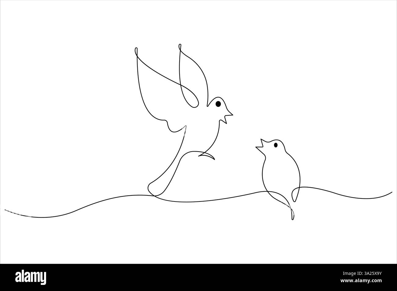 Dessin d'art continu d'une ligne d'oiseau mignon illustration vectorielle simple de contour Illustration de Vecteur