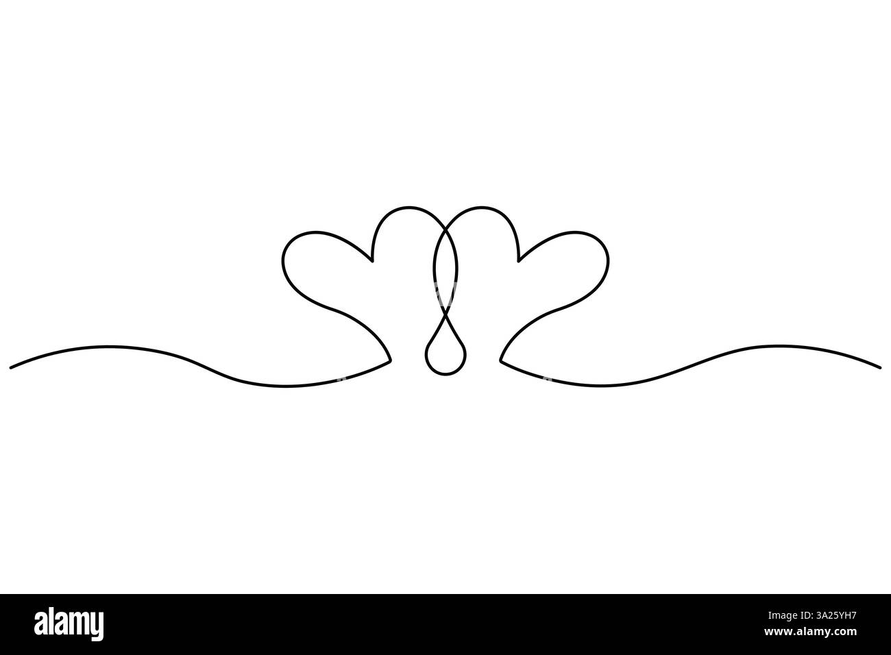 Dessin continu d'une ligne de deux coeurs et illustration vectorielle de symbole d'amour romantique Illustration de Vecteur